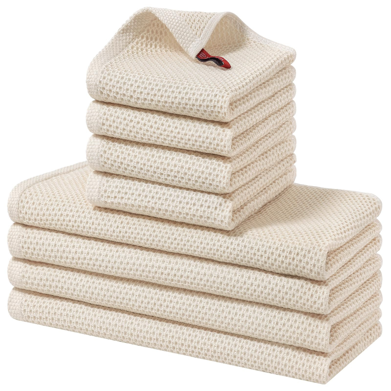 Homaxy 100% Cotton Kitchen Towels and Dishcloths Set, 12 x 12 Inches and 13 x 28 Inches, Set of 8... | Amazon (US)