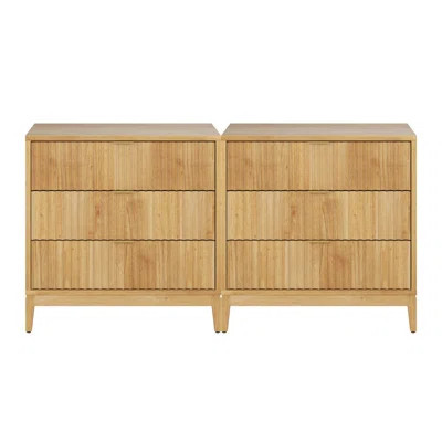 Martinsen 3-Drawer Dresser With Solid Wood Frame And Fluted Details (2-Piece Set) | Wayfair North America