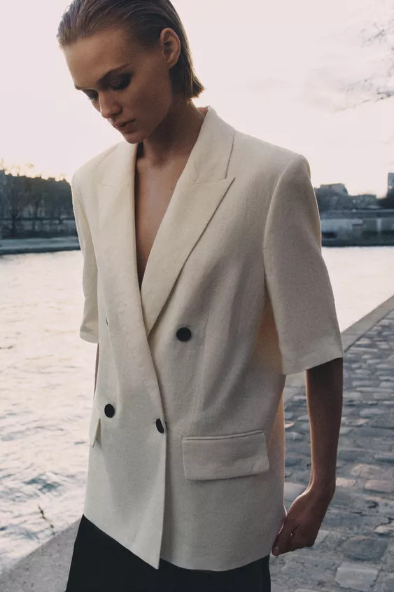 ZW COLLECTION SHORT SLEEVE LINEN BLAZER | Zara US