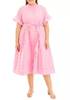 Plus Size Button Front Eyelet Dress | Belk