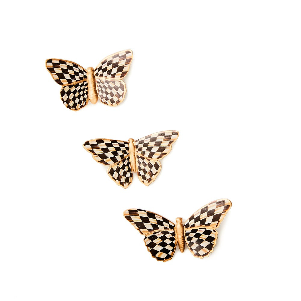 Courtly Check Butterfly Magnets, Set of 3 | MacKenzie-Childs