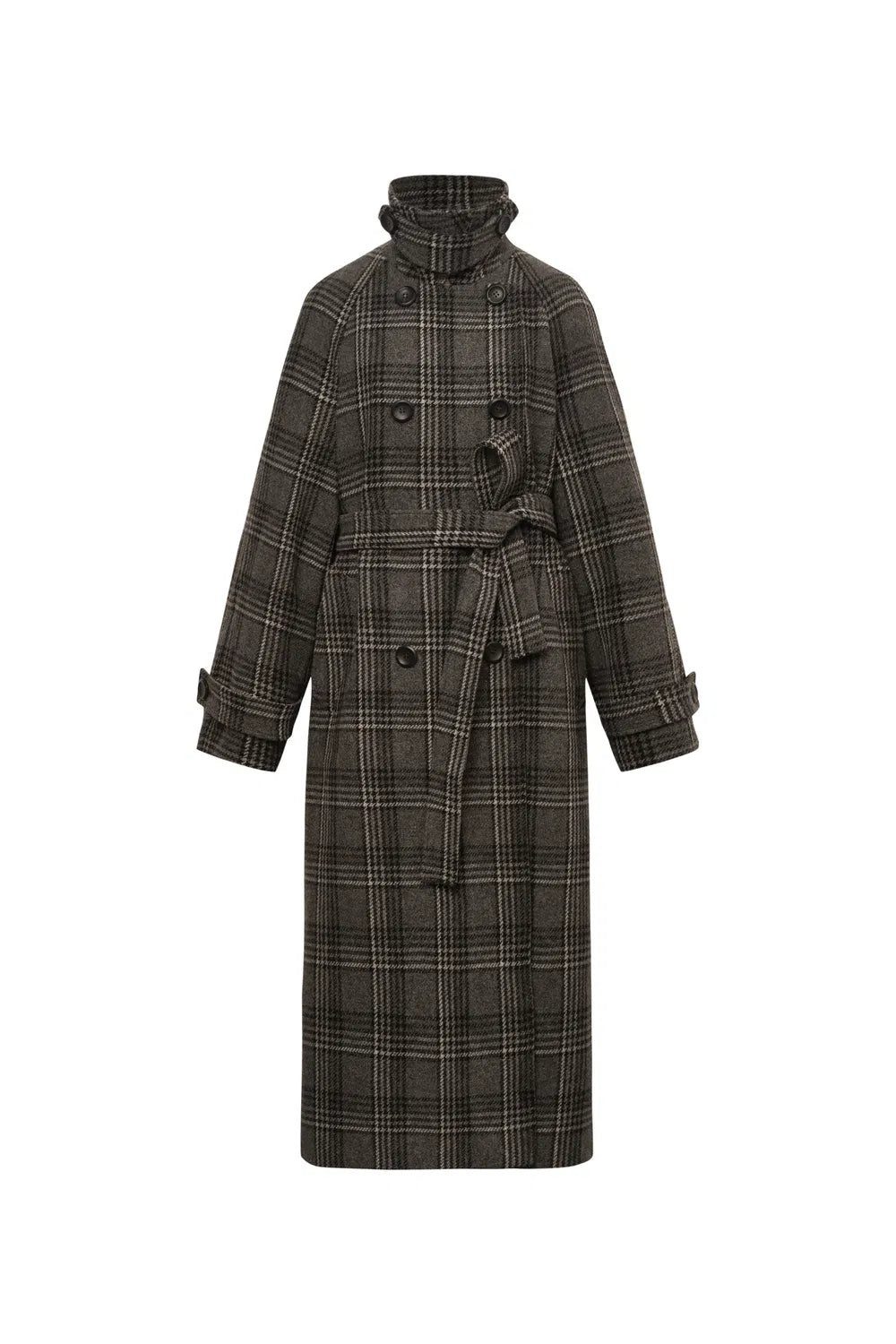 Edit Convertible Funnel Neck Coat in Welsh Checkered Box Wool | Fabrique