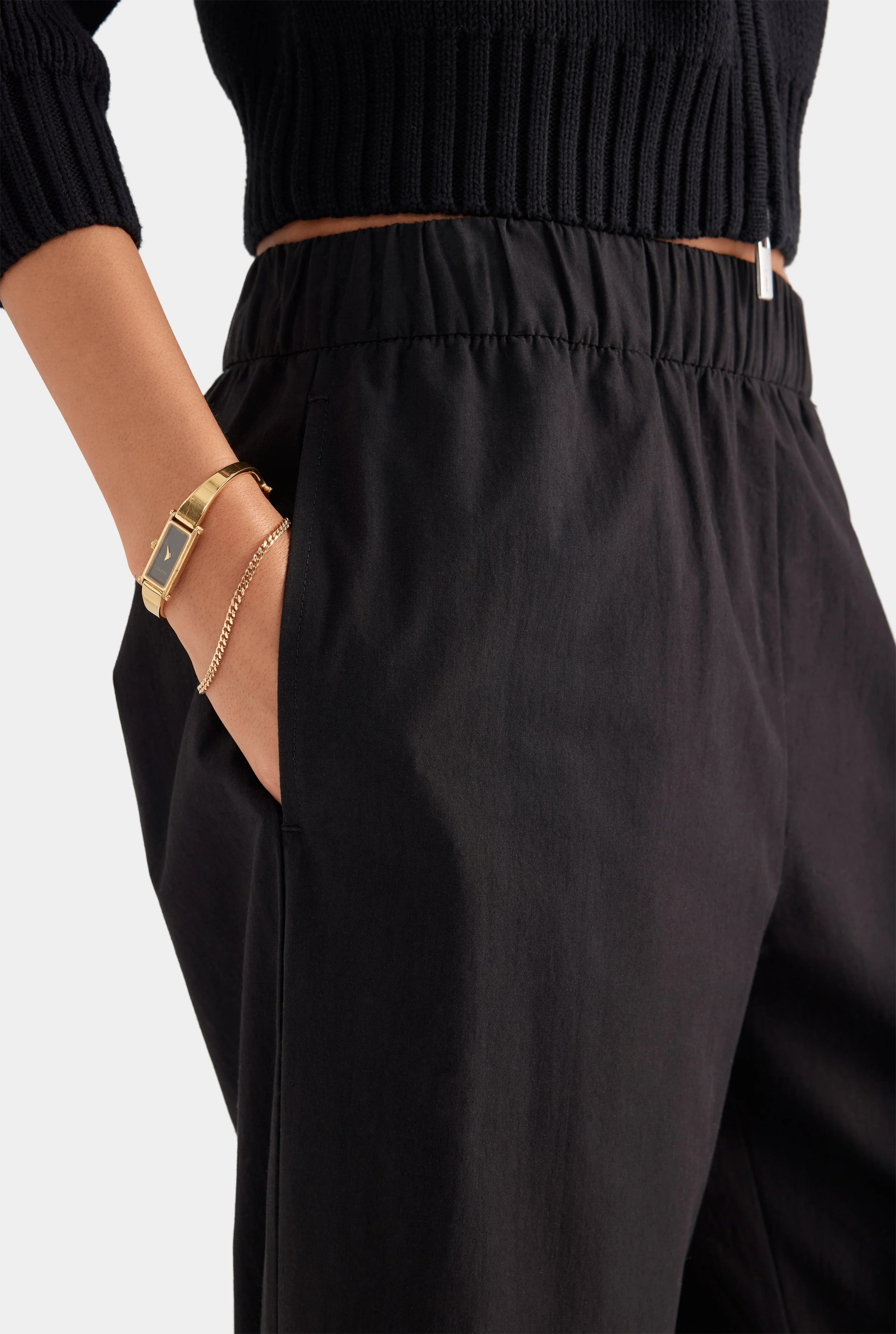 Womens Heavy Cotton Poplin Pant in Black | Venroy | Venroy AU