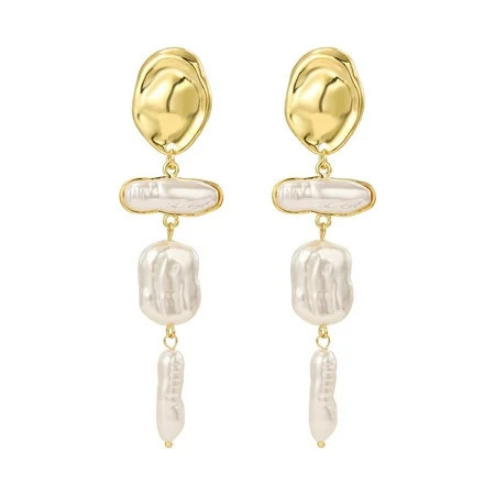 HETICA Baroque Pearl Earrings for Women, Large Teardrop Drop Earrings Statement Pearl Dangle Earring Fashion Bridal Wedding Pearl Earrings Gift | Walmart (US)