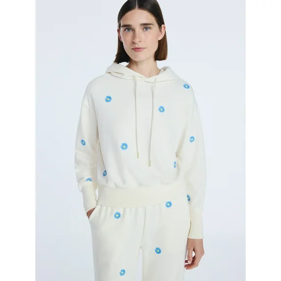 Free Assembly Women’s and Women’s Plus Cropped Embroidered Pullover Hoodie Sweatshirt, Sizes ... | Walmart (US)