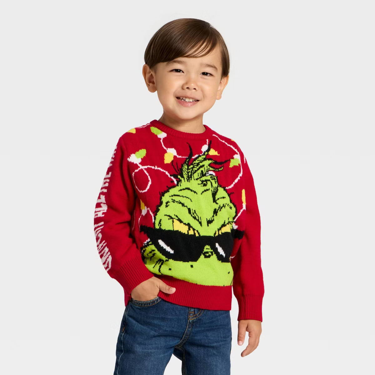 Toddler Boys' The Grinch Sunglasses Christmas Sweater - Red | Target