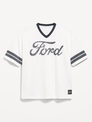 Licensed Graphic Cropped Mesh V-Neck T-Shirt | Old Navy (US)