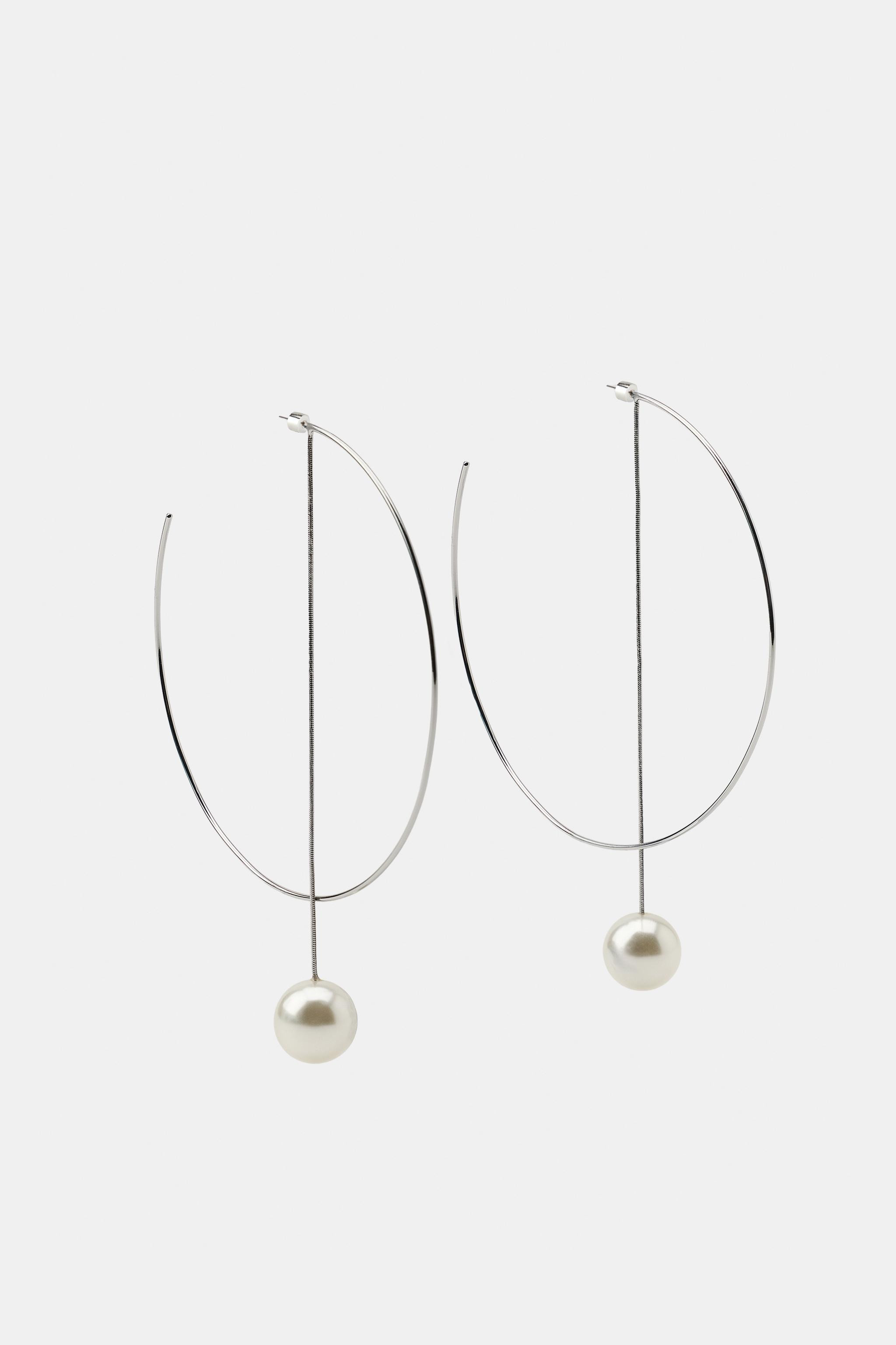 MAXI PEARL HOOP EARRINGS | Zara US