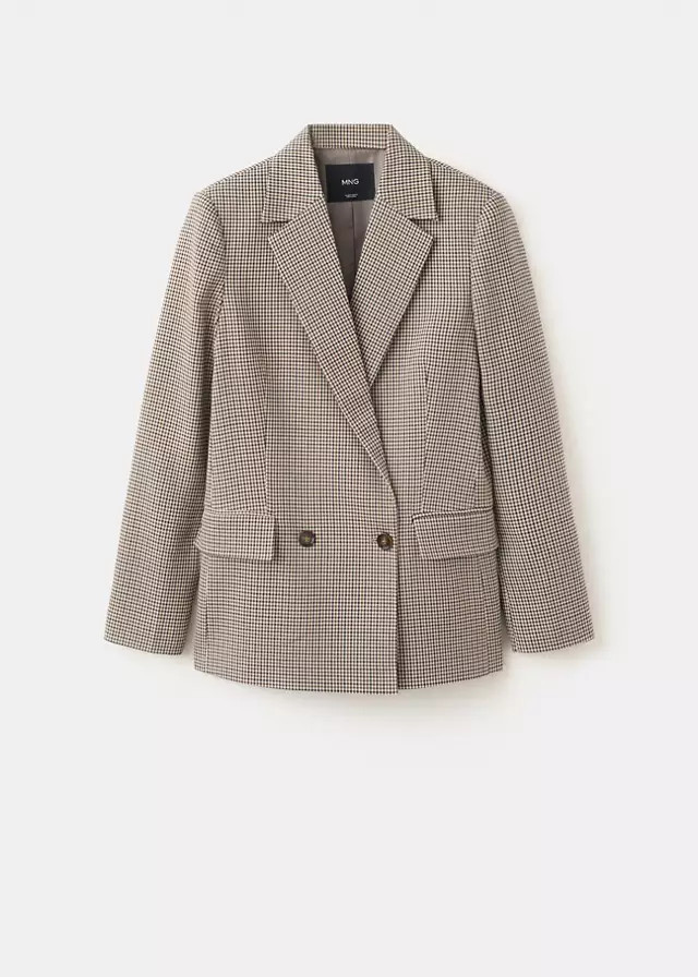 Double-breasted micro-houndstooth jacket | Mango (US/MX/AU)
