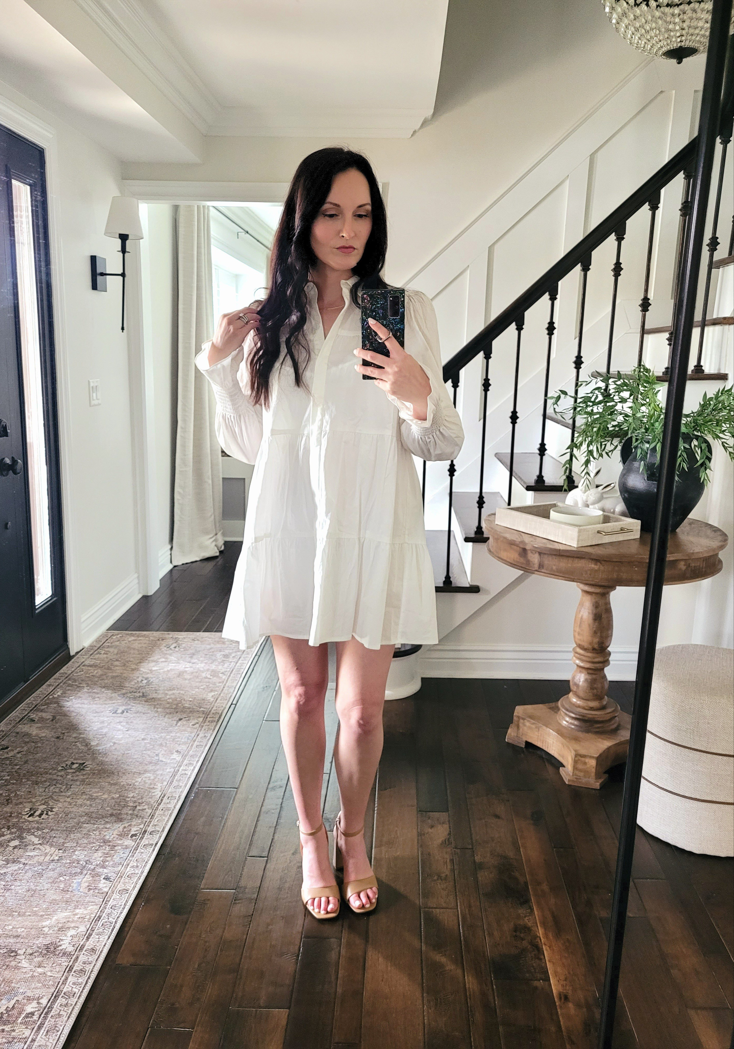 The perfect shirt dress - wear it to church, as a festival outfit, baby shower, wedding shower, and everything in between! It’s back stock and on sale! I’ve paired it with nude heeled sandals but also wear it with tall boots to make the perfect country concert outfit! 

#LTKSaleAlert #LTKFestival #LTKStyleTip