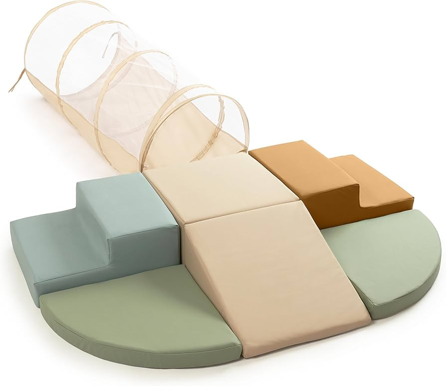 ZICOTO Fun Climbing Toy Set for Toddlers Aged 1-3 - Incl. Crawl Through Tunnel & PU-Leather Climb... | Amazon (US)