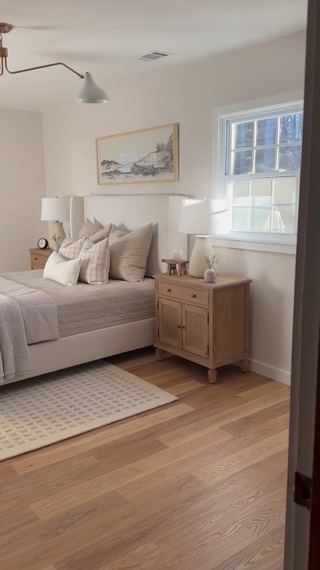 Neutral bedroom decor! Tilly upholstered bed in Talc Linen! Neutral bedroom rug, nightstands, home decor, Sausalito nightstands, bedding #bedroom

#LTKHome #LTKSaleAlert