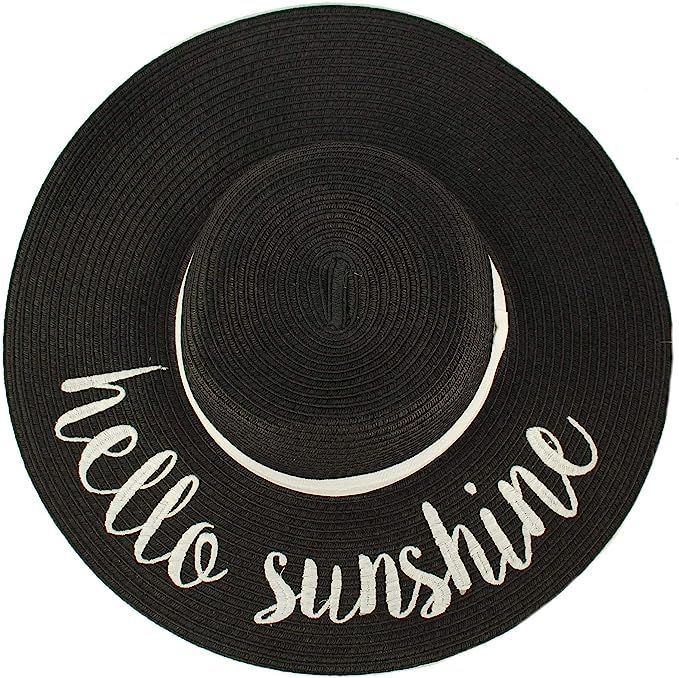 C.C Fun Verbiage Elegant Wide Brim 4" Summer Derby Beach Pool Floppy Dress Sun Hat | Amazon (US)