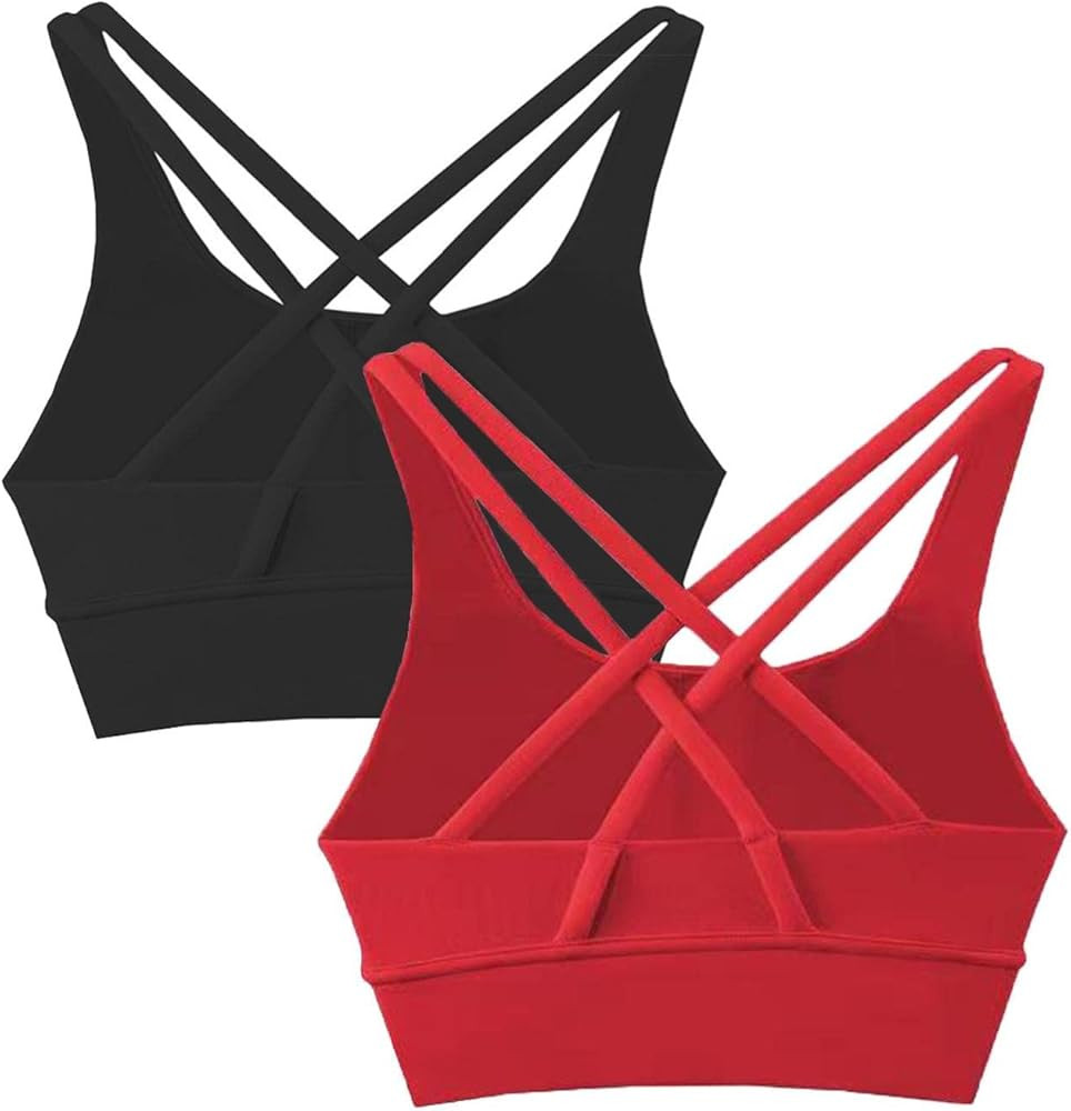JNVNI Women's Strappy Sports Bras Fitness Workout Padded Yoga Bra Criss Cross Back | Amazon (US)