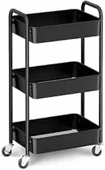 CAXXA 3-Tier Rolling Metal Storage Organizer - Mobile Utility Cart, Kitchen Cart with Caster Whee... | Amazon (US)