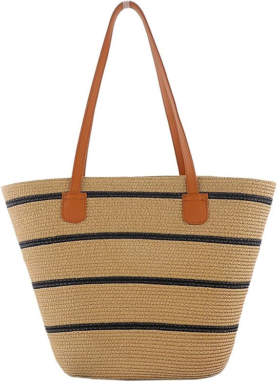 Summer Bag for Women Woven Handbags Large Beach Purses Shoulder Bag Tote Straw Handwoven Hobo Travel | Amazon (US)