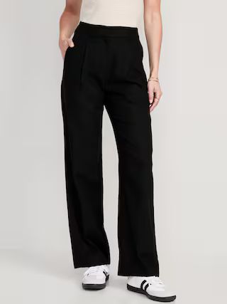 Extra High-Waisted Pleated Taylor Wide-Leg Linen-Blend Trouser Pants for Women | Old Navy (US)