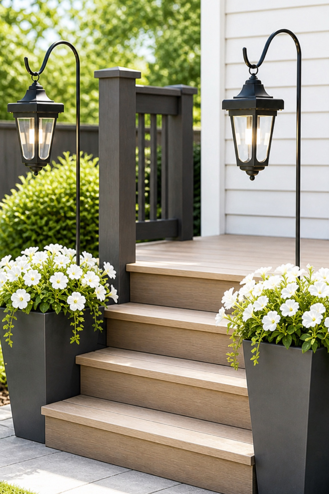 Love this idea! hanging lanterns in a planter, perfect for either side of your deck steps

#LTKSeasonal #LTKSaleAlert #LTKHome