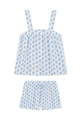 Hamptons Shorts Set in Carolina Blue Batik | Lake Pajamas