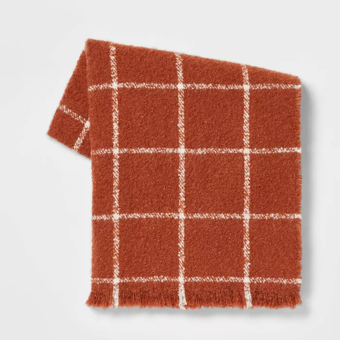 Boucle Windowpane Plaid Throw Blanket - Threshold™ | Target