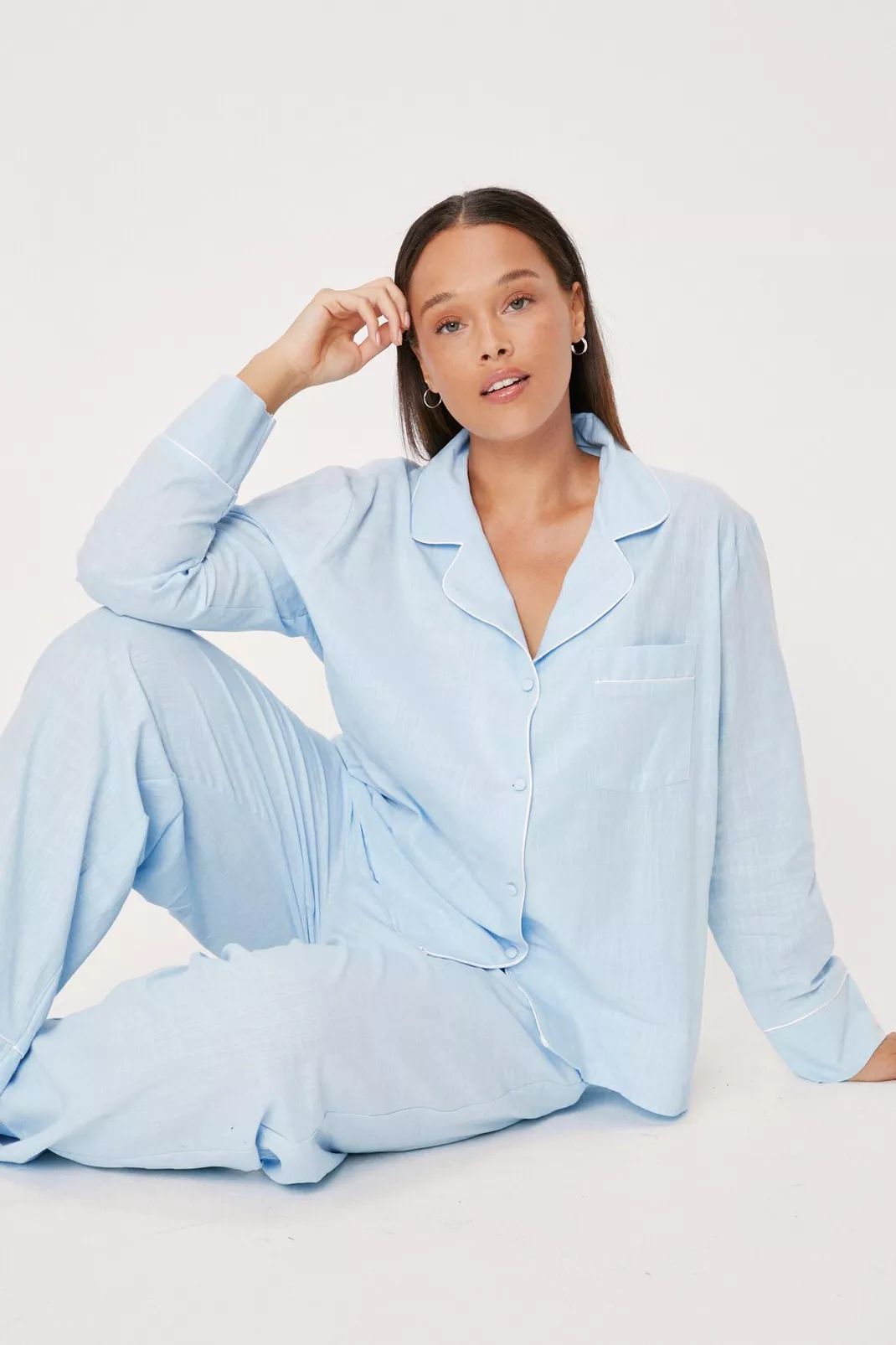 Plus Size Organic Cotton Shirt and Pants Pajama Set | Nasty Gal (US)