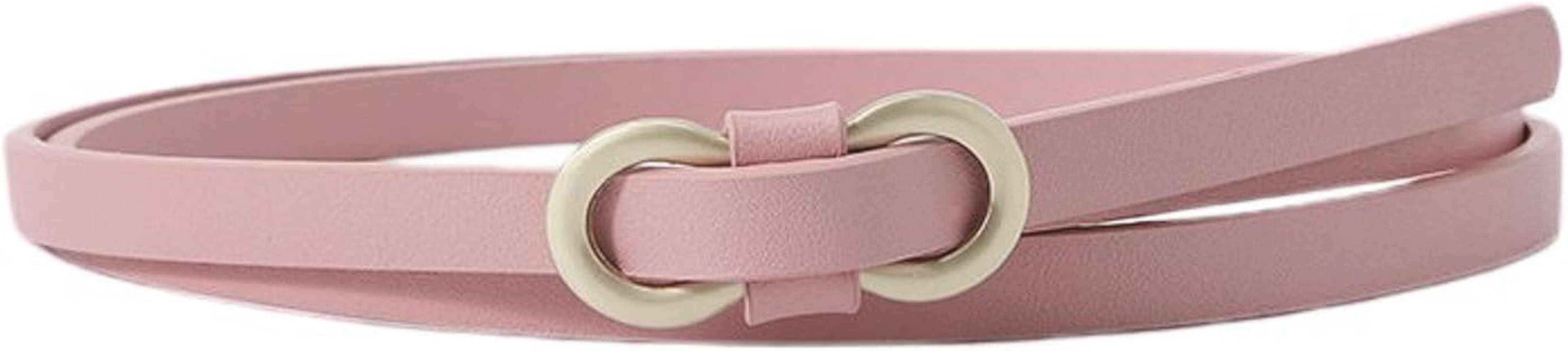 Women's Skinny Belt Buckle Belt Thin For Dress Fashion Metal Buckle Holeless Faux Leather Fall Sl... | Amazon (US)