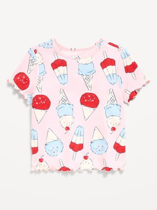 Printed Short-Sleeve Ribbed T-Shirt for Toddler Girls | Old Navy (US)