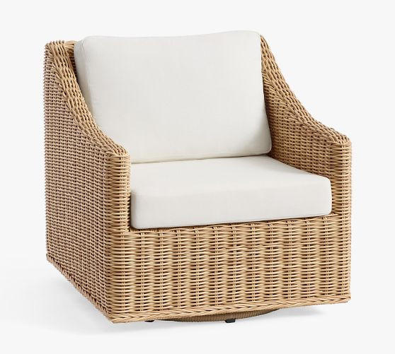 Huntington Slim Slope Arm Swivel Outdoor Lounge Chair | Pottery Barn (US)