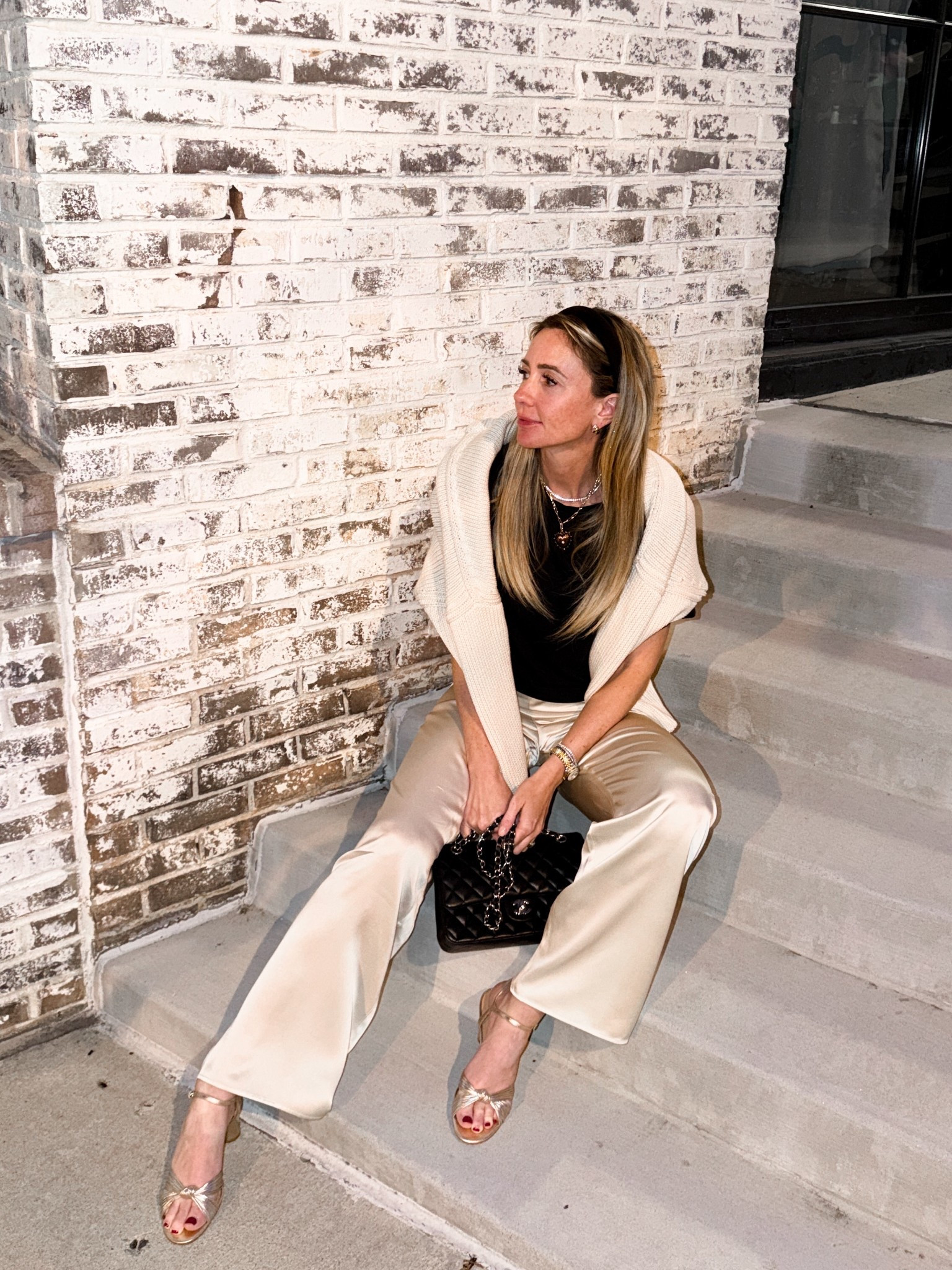 A few wardrobe favorites for a date night. Silk pants. My favorite tee shirt. Best sweater ever  

#LTKSeasonal #LTKootd #LTKOver40