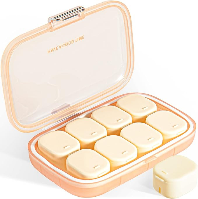 Zonlong Daily Pill Organizer, 8 Compartments Portable Pill Case, Moisture-Proof Pill Case, Pill D... | Amazon (US)