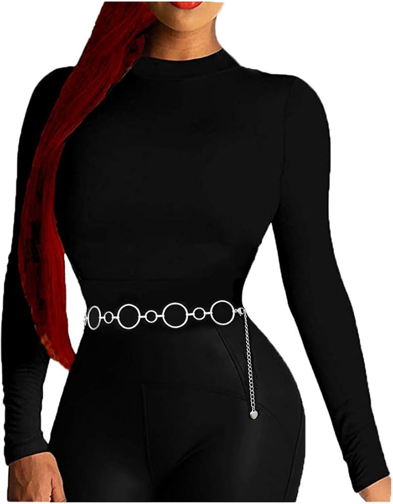 Women's Stainless Steel Oval Loop Waist Chain Belt - Sturdy Belt, No Color Change | Amazon (US)