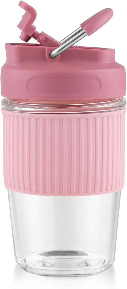 Sivaphe Reusable Glass Ice Hot Coffee Cup 16 oz, Portable Travel Mug with Spill-Proof Lid and The... | Amazon (US)
