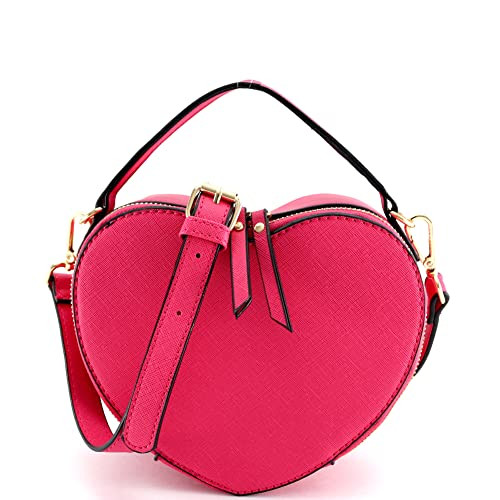Cute Heart Shape Girls Womens Vegan Leather Small Handle Satchel Crossbody Purse | Amazon (US)