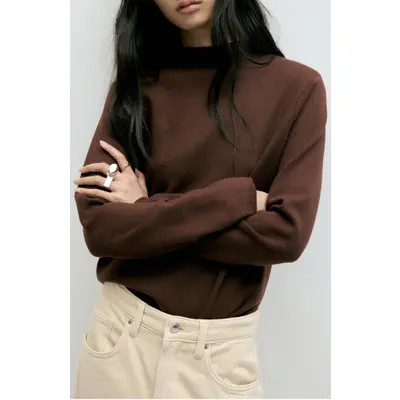 MANGO Mock Neck Sweater in Ecru at Nordstrom, Size Large | Nordstrom