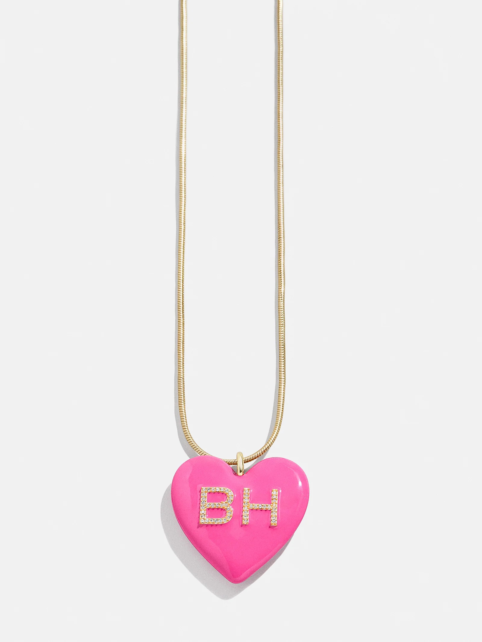 Millie Bubble Heart Custom Initial Necklace - Hot Pink | BaubleBar
