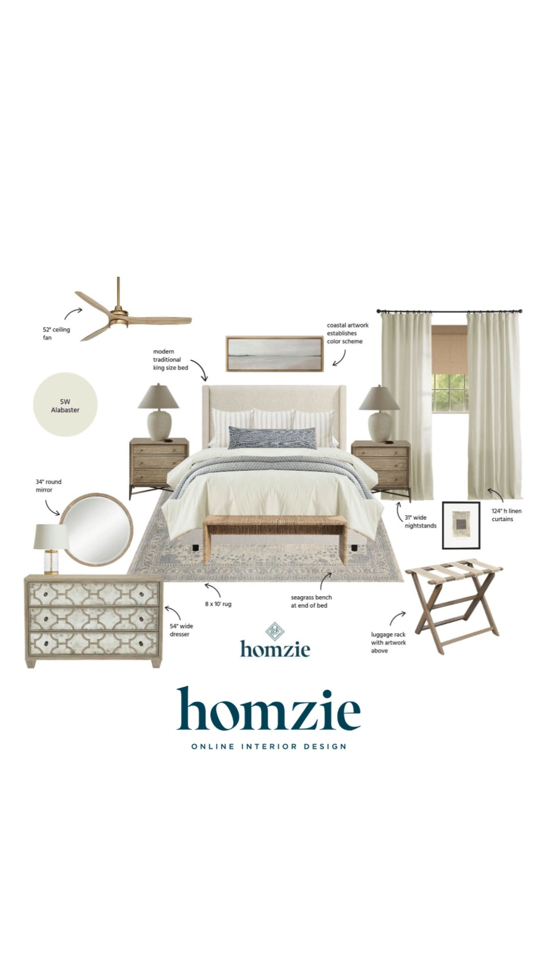 Neutral bedroom design featuring curtains, rug, nightstands, ceiling fan, blinds, floor mirror, bed frame, etc.

#LTKHome #LTKFinds #LTKFavorites #HomeStyleDaily 

 #LTKHome