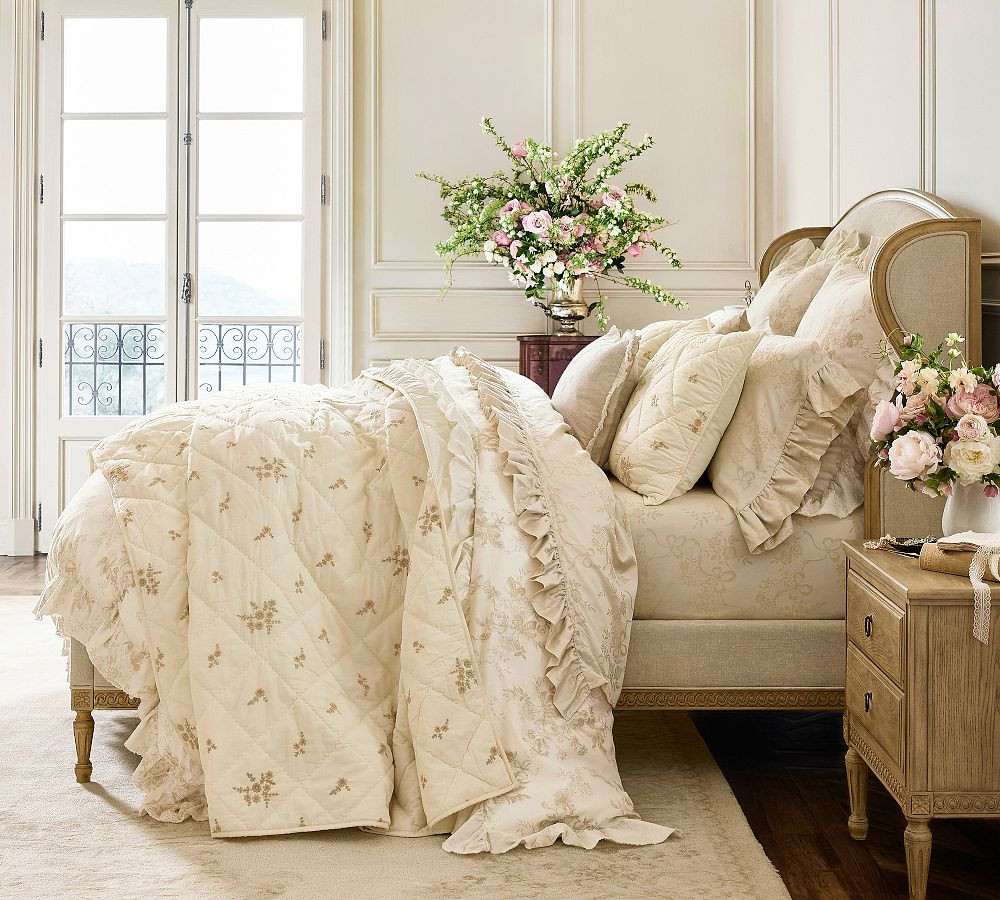 LoveShackFancy Floral Embroidered Quilt | Pottery Barn (US)