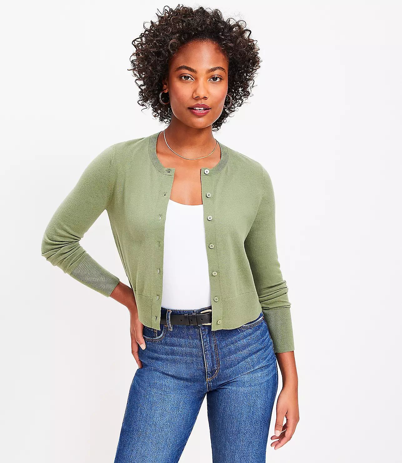 Modern Crew Neck Cardigan | LOFT