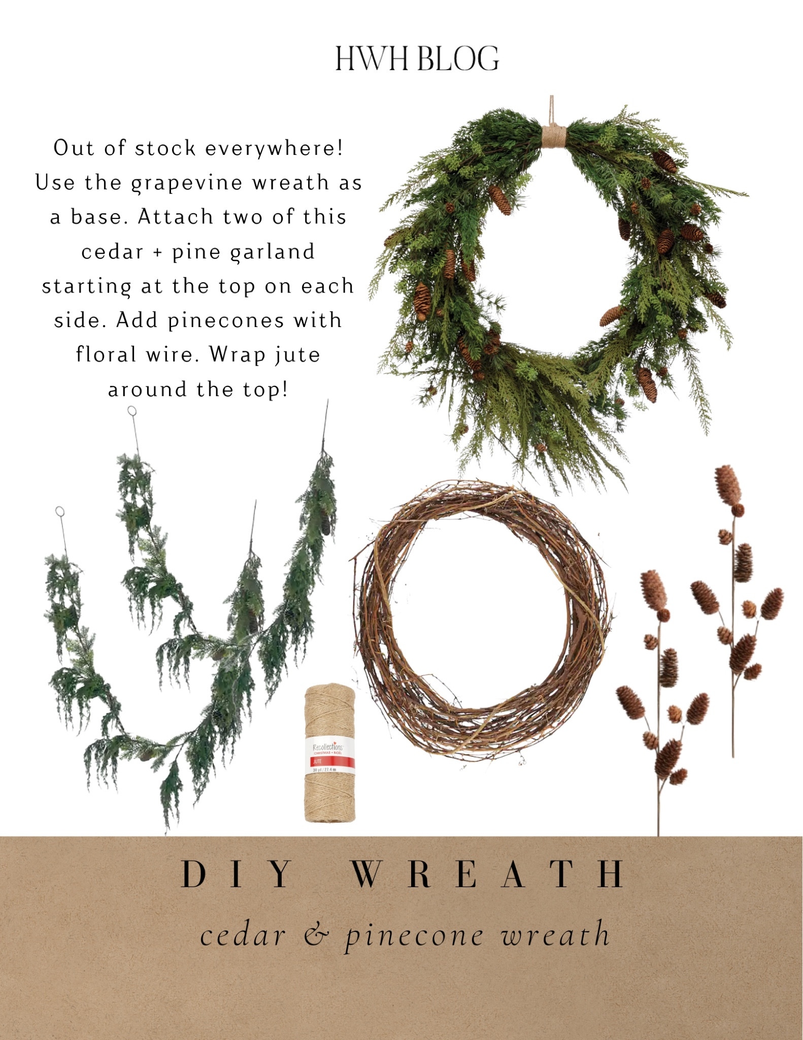 McGee and Co Cedar Pinecone Wreath or the Creative Co-op faux cedar wreath is SOLD OUT EVERYWHERE!

You can DIY it easily! Grab these supplies and make your own for $90 vs. $158!

Cedar wreath, faux cedar and pinecone wreath, front door wreath, oversized wreath, christmas wreath, holiday wreath, christmas front porch


#LTKhome #LTKHoliday #LTKSeasonal