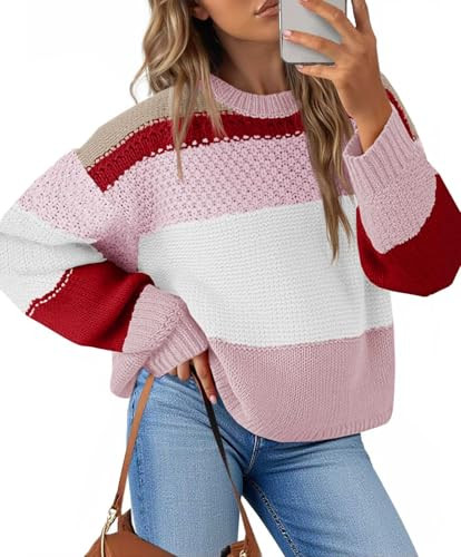 Saodimallsu Womens Color Block Cropped Sweaters 2025 Winter Trendy Casual Oversized Y2k Going Out... | Amazon (US)