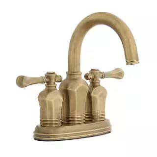 Glacier Bay Verdanza 4 in. Centerset 2-Handle High-Arc Bathroom Faucet in Antique Brass HD67113W-... | The Home Depot
