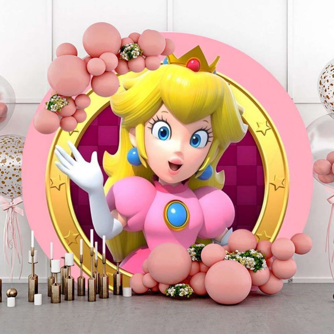 Peach Princess Round Backdrop Kids Birthday Party Decoration - Etsy | Etsy (US)