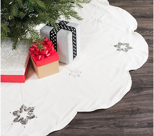Vickerman 60" Silver Flakes Collection Christmas Tree Skirt - QVC.com | QVC