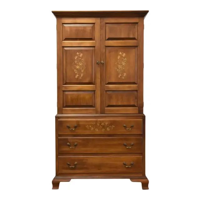Hitchcock Solid Maple Stenciled Armoire Dresser | Chairish
