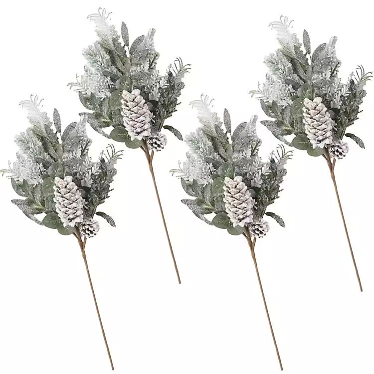 Frosted Berry Pine Feather Tree Picks, Set of 4 | Kirkland's Home