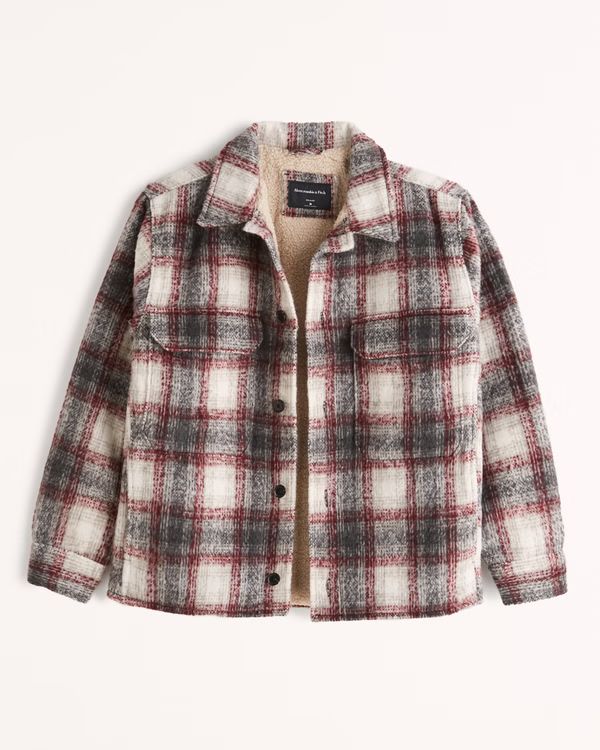 Men's Relaxed Sherpa-Lined Shirt Jacket | Men's Coats & Jackets | Abercrombie.com | Abercrombie & Fitch (US)