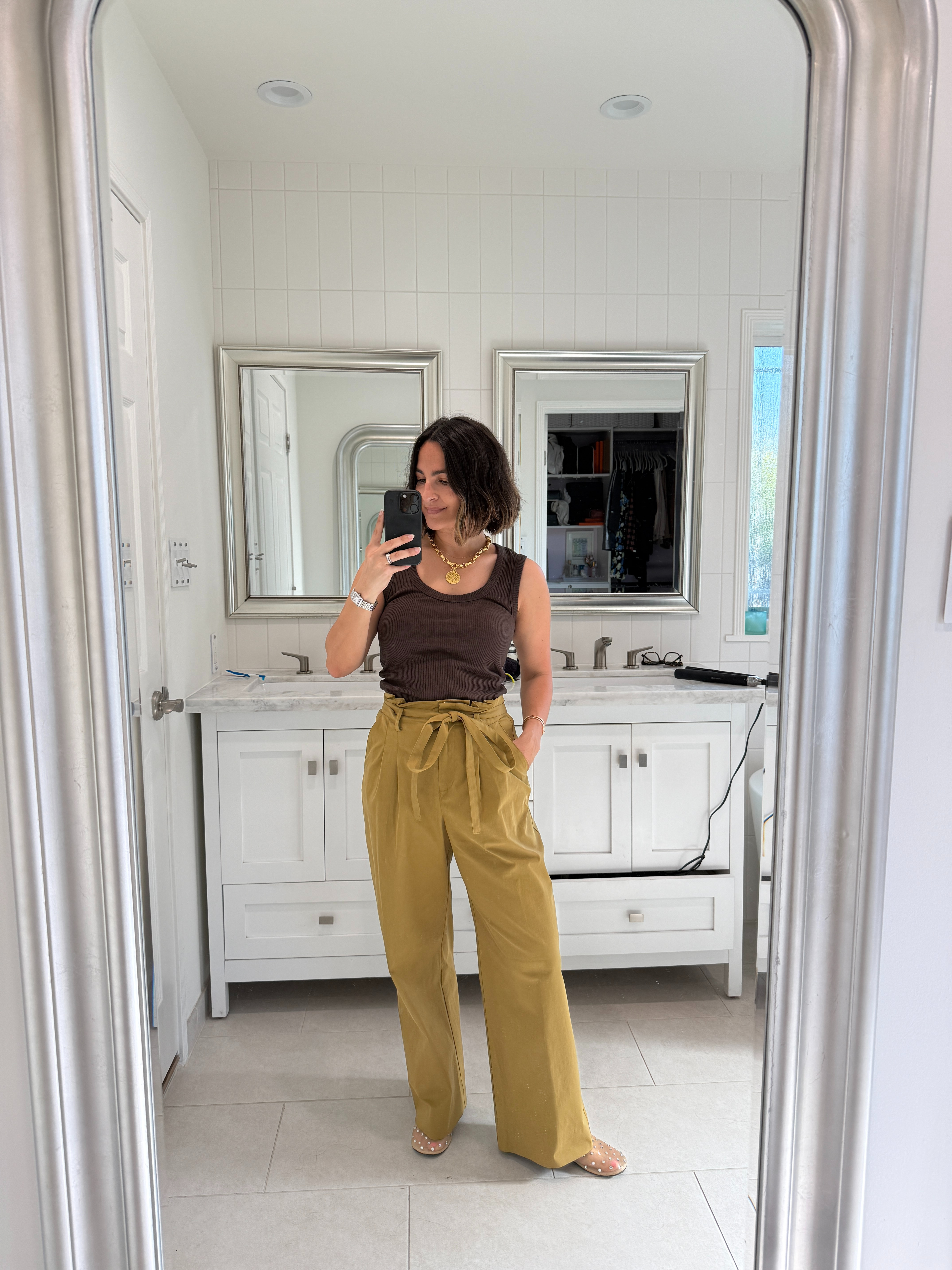 An easy, elevated outfit for a morning spent with Sezane at their LA pop up ✨ these tie waist trousers are a new favorite, so perfect for spring. For my full Sezane sizing review, visit CharmedByCamille.com!  

 #LTKootd #LTKSeasonal
