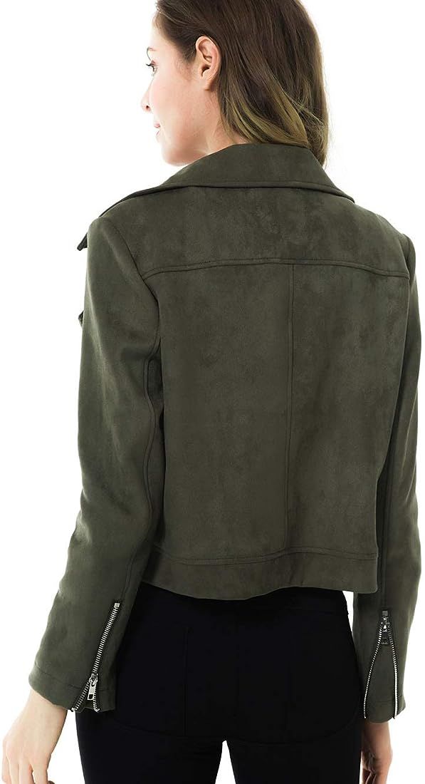 Apperloth A Women’s Solid Long Sleeve Faux Suede Motorcycle Jackets Zipper Short Coats | Amazon (US)