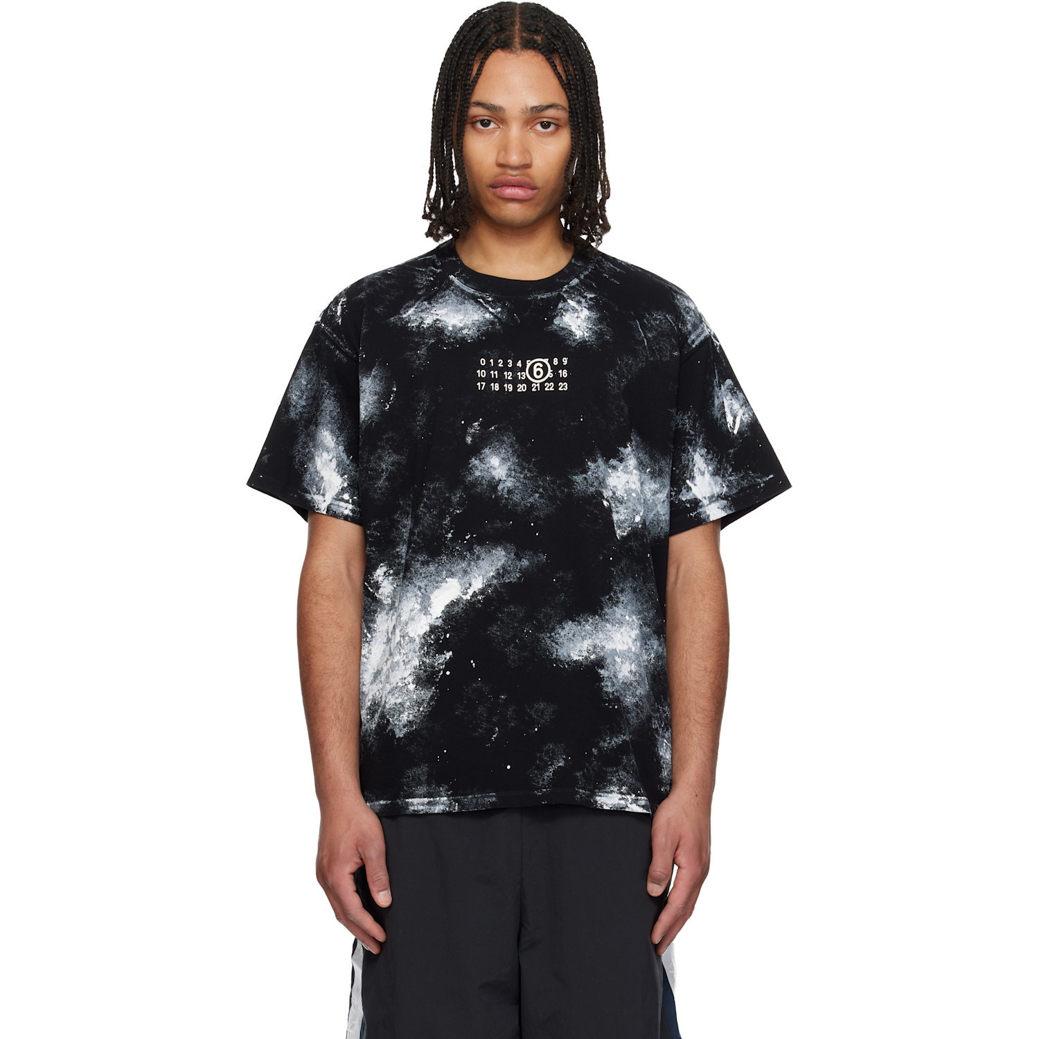 MM6 Maison Margiela Black Paint Splatter T-shirt | SSENSE