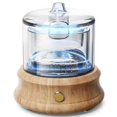 Glass Essential Oil Diffuser, 80ML Small Glass Reservoir Natural Wood Base Ultrasonic Cool Mist Aroma Diffusers With USB-Cord Auto-Off 7 Color Light F | Wayfair North America